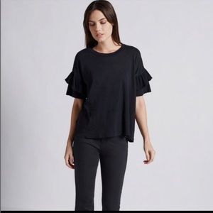 CURRENT ELLIOTT Ruffled Roadie Tee in Black